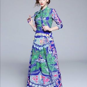 Collared long sleeve maxi dress